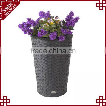 Tall and round large plastic rattan bulk memorial flower pots