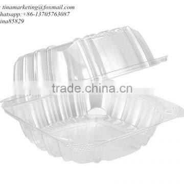 Clear Hinged Plastic Food Take Out To-Go Container,Clamshell Fruit/Cake/Salad Pack Box