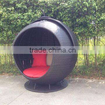 Special Design Rattan Furniture Rotatable Black Apple Sunbed photo-2