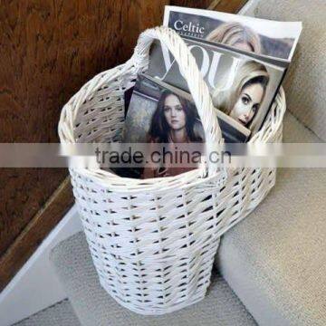 Wholesale White Wicker Oval Stair Basket / Step Basket with Handle