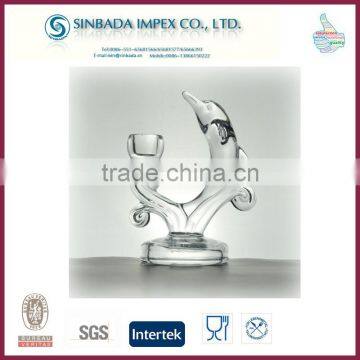 Factory supply high quality glassware dolphin candle holder