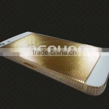 100% 24k real gold back cover with square grid and diamond for iphone 5s