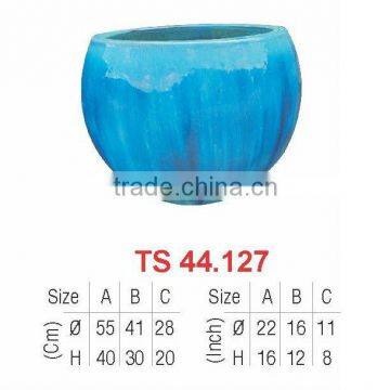 55 inch blue round ceramic outdoor flower pots