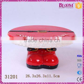 wholesale christmas custom ceramic red cake holder