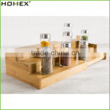 Bamboo Expandable Cabinet Spice Rack Step Shelf Homex-BSCI