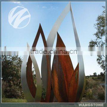 Contemporary abstract art leaf corten steel landscape sculpture