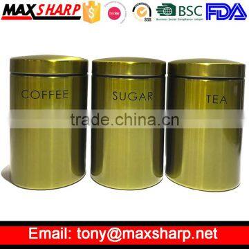 Gold Stainless Steel Canister Set with Customized Logo MSC2068