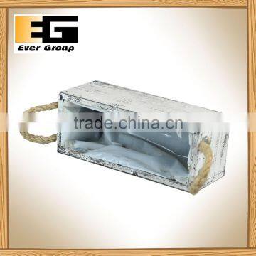 The Rectangular Offwhite Ear Wood Flowerpot photo-3