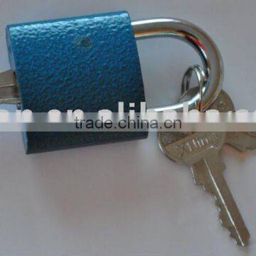 Blue thick iron padlock