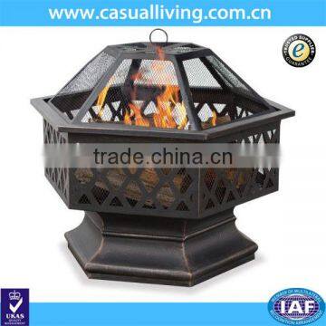 Outdoor Backyard Deck Wood Burning Fireplace Steel Cover