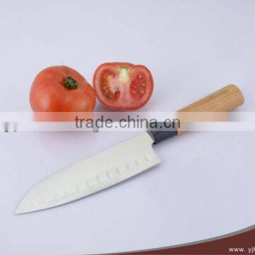 6.8"bamboo handle santoku knives with groove blade