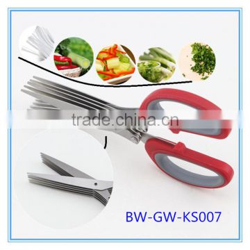 Multifunction Kitchen Tools Ergonomic Design 5 Blades Stainless Steel Scissors