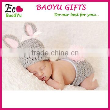 Newborn Baby Photo Prop Knitted Bunny Costume Cute Rrochet Rabbit Clothing Set Baby Clothes Factory