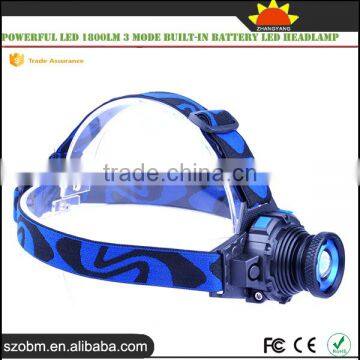 High Power Long Range 1800Lm Headlamp 3 Mode Rechargeable Led Headlamp Camping Light photo-2
