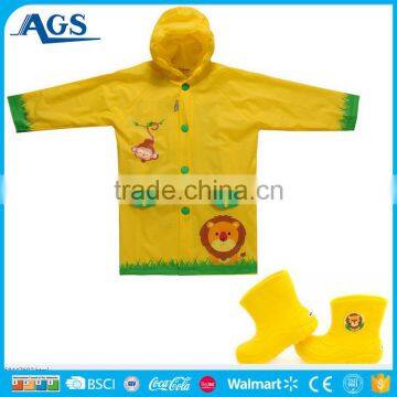 Bright color yellow kid raincoat for your selection