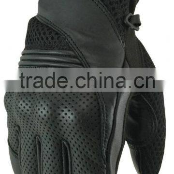 Vented Leather Touch Screen Motorbike Summer Gloves