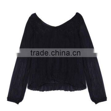 Ladies' Fashion Polyester Long Sleeves Direct Manufacturer High Quality Sari Blouse Design photo-2