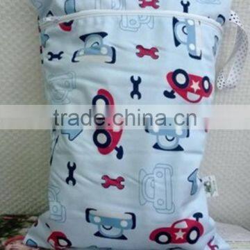 2014 New Reusable Wet Bags Two Zippers Print Color Baby Cloth Diaper Bags