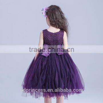 2017 Girl Party Wear Western Dress Elegant Dress Big Bow Purple Dress photo-3