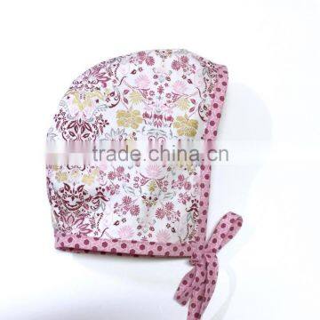 Reversible Baby Bonnet Flower Plain Pattern Lace Fanric Spring Baby Hat photo-2