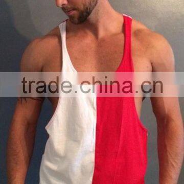 Red and White 2 tone Tank top, Gym bodybuilding Vest