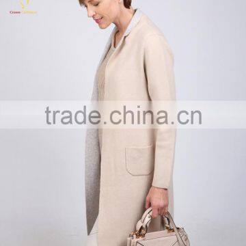 Women European Cashmere Wool Long Winter White Coats photo-2