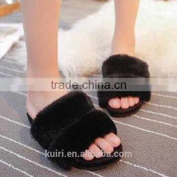 2017 Woman Rabbit Fur Slippers Fashion Casual Sandals Comfortable Lady Shoes Real Fur-10 photo-2