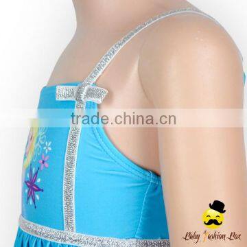 Kids Cartoon Character Snow Blue Strap Kids Beach Little Girl Modeling Sea One Piece Swimwear Dress Clothes photo-4