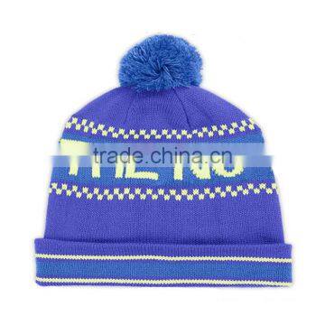 Mens Knitting Winter Cap/Machine Knitted Beanie Hat/Beanie Cap With Top Ball photo-2