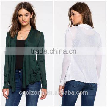 Latest open front long sleeves cardigan,finished edges cardigan for women