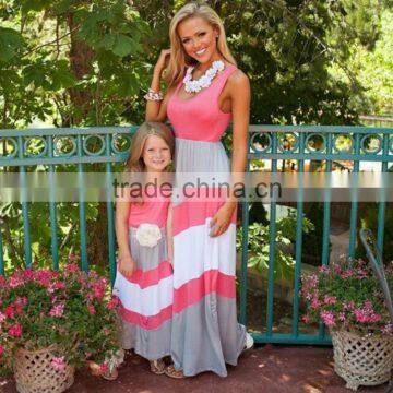 Cotton Mother and Daughter Maxi Crewneck Dress Mommy apparel