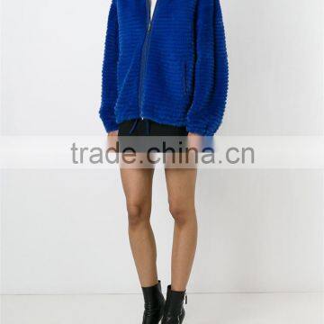Shandao OEM Custom Long Sleeve Fashional Women Warm Blue Mink Coat photo-2