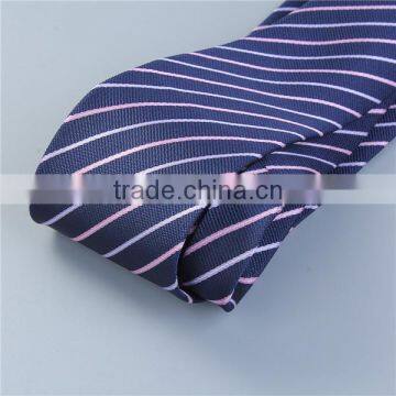 Polyester Necktie Navy Blue Stripe Polyestser Necktie photo-2