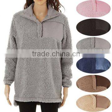 Wholesale Monogram Sherpa Fleece Woman Pullover Sweater photo-5