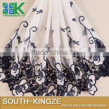 2016 Fashion Lace Fabric white Cotton cloth bilateral Bilateral embroidered width 130 cm 2016 Fashion40298