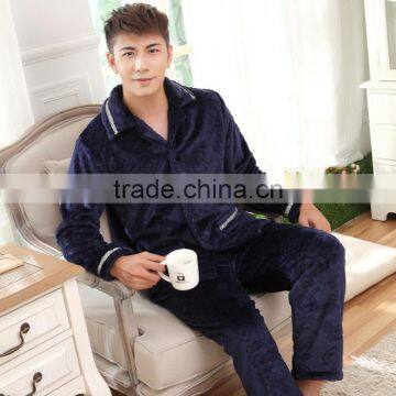 Factory supply low price fleece men pajamas sleepwear with button custom