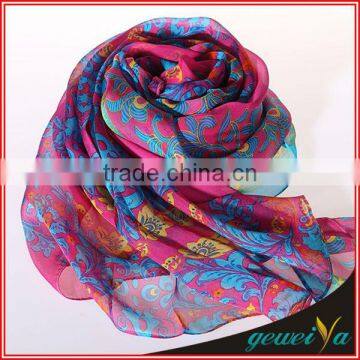 Red Flower Infinity Voile Printed Dubai Shawl