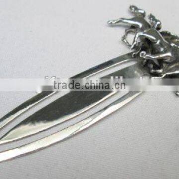 Vintage Three Galloping Horse Equestrian Sterling Silver Bookmark