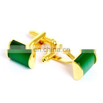 Deluxe Emerald Stone Gold Jewelry Unisex Shirt Cufflinks Brand photo-2