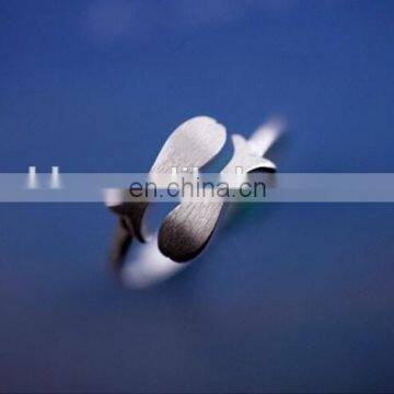 925 Sterling Silver Pave Wire Drawing Fish Pattern Open Ring Adjustable Size Free Finger Ring photo-3