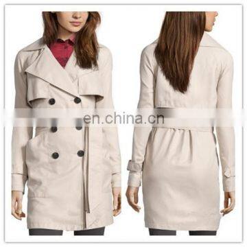 Women fashion and classic double breasted lapel fitting casual trench coat NT258