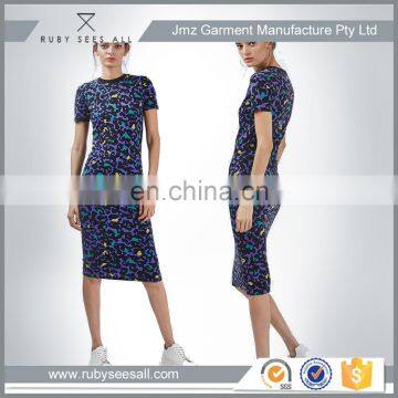 OEM popular knitted abstract Animal Print Midi wrap bodycon Dress for women China Alibaba online wholesale 2016