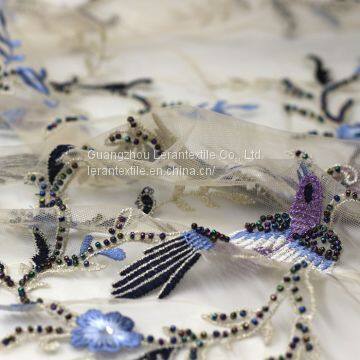 Lace Product Type and Terial Brocade Fabric100% Polyester Lace Product Type Bird Pattern Ma photo-3