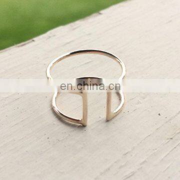 Modern Minimalist gold plating double bar open ended ring for gifts