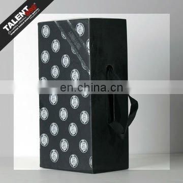 custom private design brand printed paper shoe box with ribbon handle