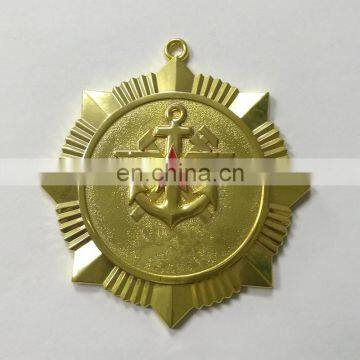 metal gold plated embossed star souvenir medals