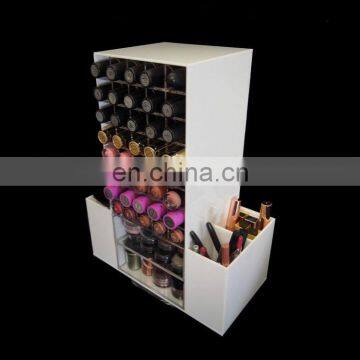 Acrylic Rotating Eyeshadow Brushes Lipstick Organizer Makeup Display Case Holder White / Black photo-5