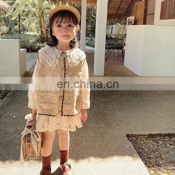 6500 New Arrival Spring Girls Dress Apricot Girl Princess Long Sleeve Lace Dress