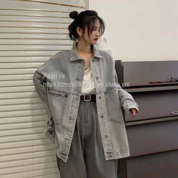 Blue is the campus style.Loose mature temperament girlish style, slim loose coat