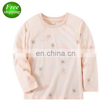 2019 Pink Toddler Girls Shirts Star Full Print Wholesale Boys Clothing